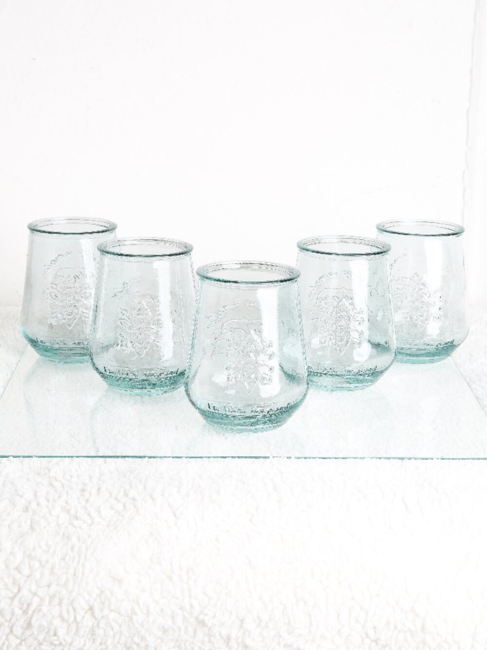 Set of 5 Vidrios San Miguel Handblown Recycled Glass Tumblers from Spain